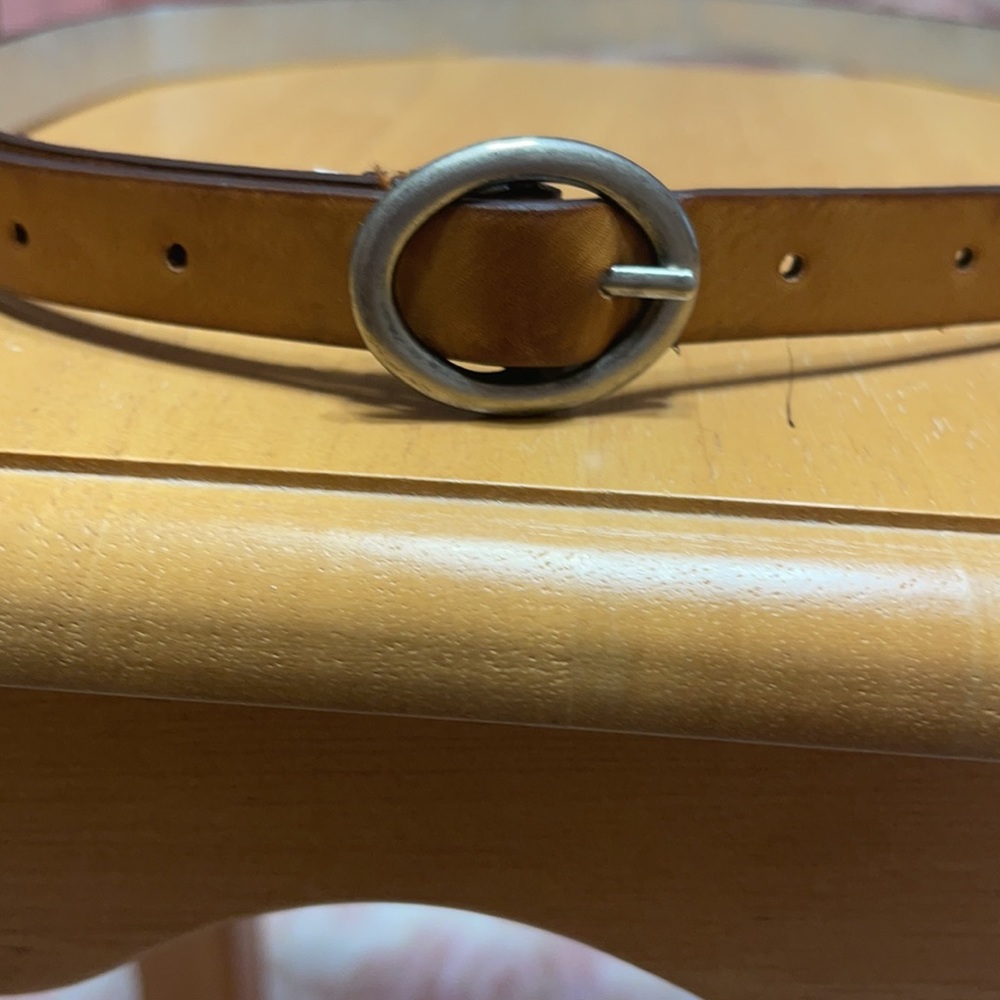 Tan/silver reversible skinny belt size Medium
